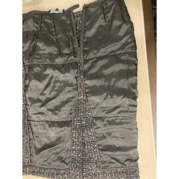 Lafayette 148 Suit crop jacket & pencil skirt black tweed multicolor silver - Picture 15 of 16